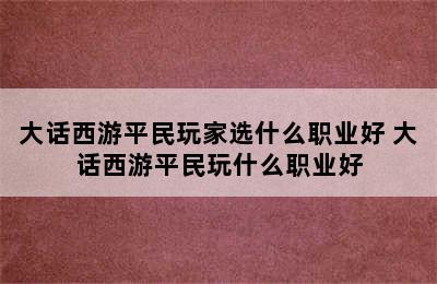 大话西游平民玩家选什么职业好 大话西游平民玩什么职业好